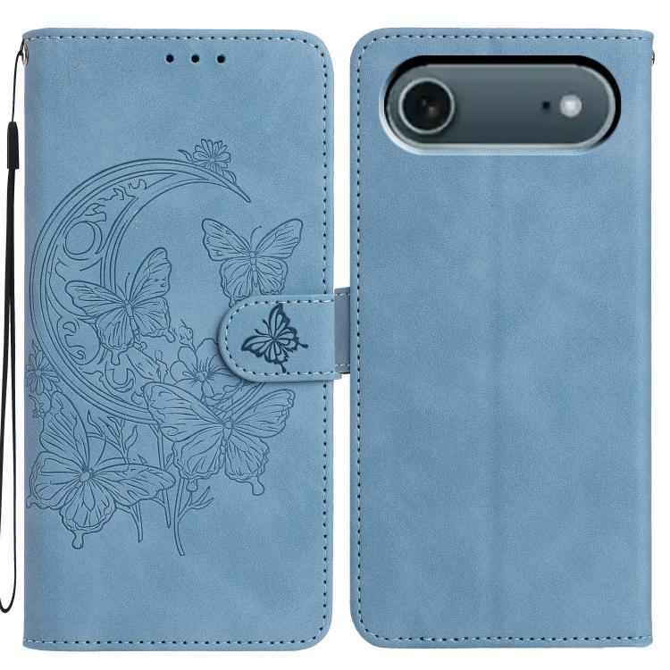 Moonlit Butterfly Dance Pattern Embossed Leather Phone Case
