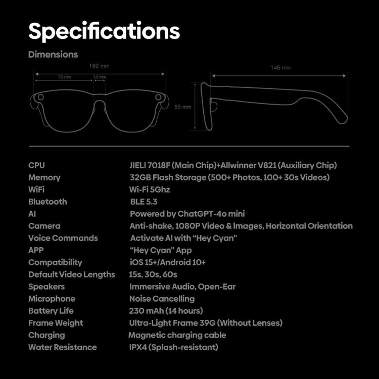 Zeblaze Eyewear AI Shooting Glasses Open-ear Audio AI Assistance