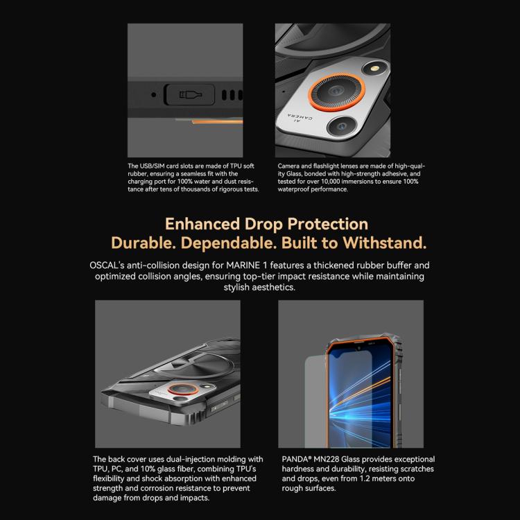 Blackview Oscal Marine 1 - 6.56 inch, Android 15, Unisoc UMS9230E T615 Octa Core, 4G Network, OTG, NFC, 4GB+128GB Storage