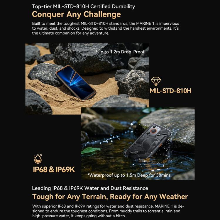 Blackview Oscal Marine 1 - 6.56 inch, Android 15, Unisoc UMS9230E T615 Octa Core, 4G Network, OTG, NFC, 4GB+128GB Storage