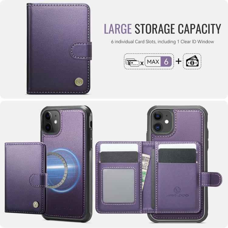 JEEHOOD J09 Buckle Card Bag MagSafe Magnetic Style RFID Leather Phone Case