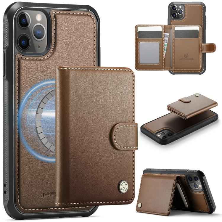 JEEHOOD J09 Buckle Card Bag MagSafe Magnetic Style RFID Leather Phone Case