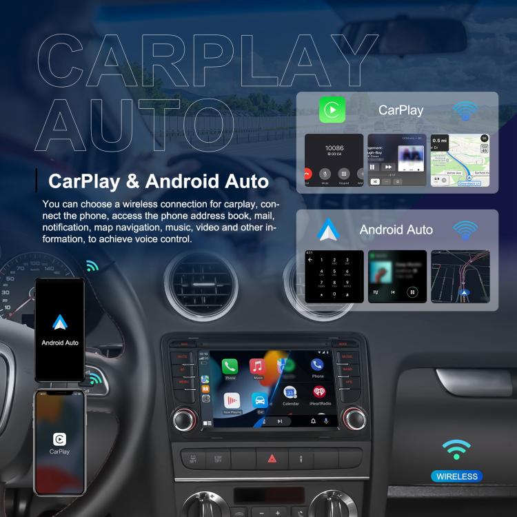 Para Audi A3 8P 2003-2012 Android 15 7 pulgadas Smart Central Control Car GPS Navigator Car MP5 Player, Estándar + AHD + Micrófono, Estándar