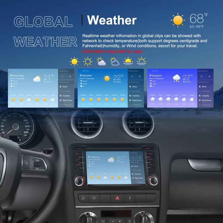 For Audi A3 8P 2003-2012 Android 15 7 inch Smart Central Control Car GPS Navigator Car MP5 Player, Standard+AHD+Microphone, Standard