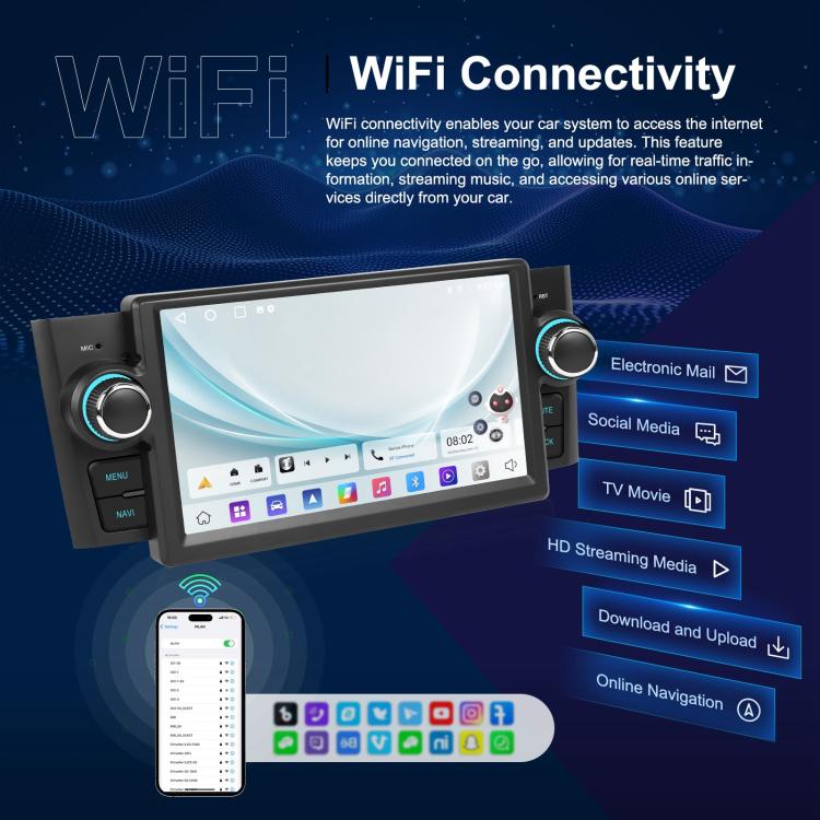 For Fiat Punto 2005-2009 Android 15 7 inch 2G+64G Car Central Control Audio Video Navigation, Standard, Standard+AHD+Microphone