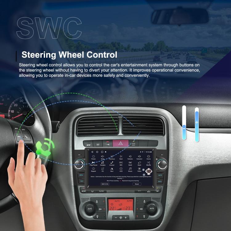 For Fiat Punto 2005-2009 Android 15 7 inch 2G+64G Car Central Control Audio Video Navigation, Standard, Standard+AHD+Microphone