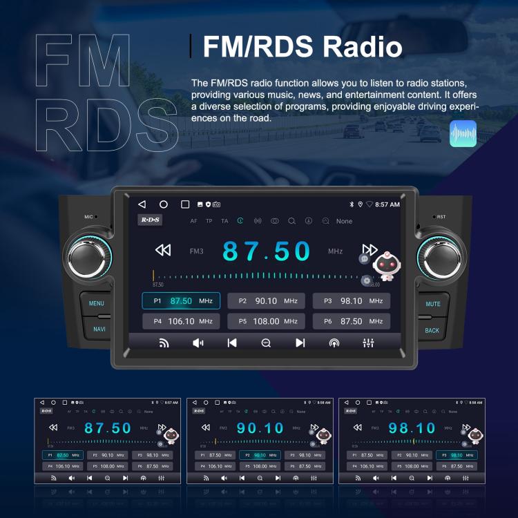For Fiat Punto 2005-2009 Android 15 7 inch 2G+64G Car Central Control Audio Video Navigation, Standard, Standard+AHD+Microphone