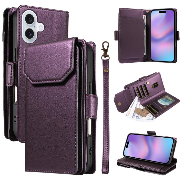 Multi Card Wallet Leather Phone Case with Strap