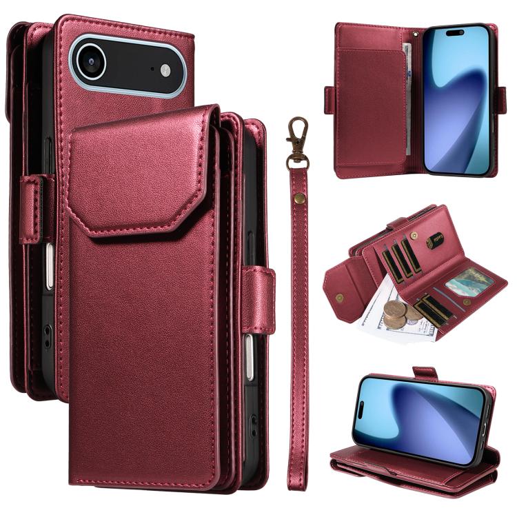 Multi Card Wallet Leather Phone Case with Strap
