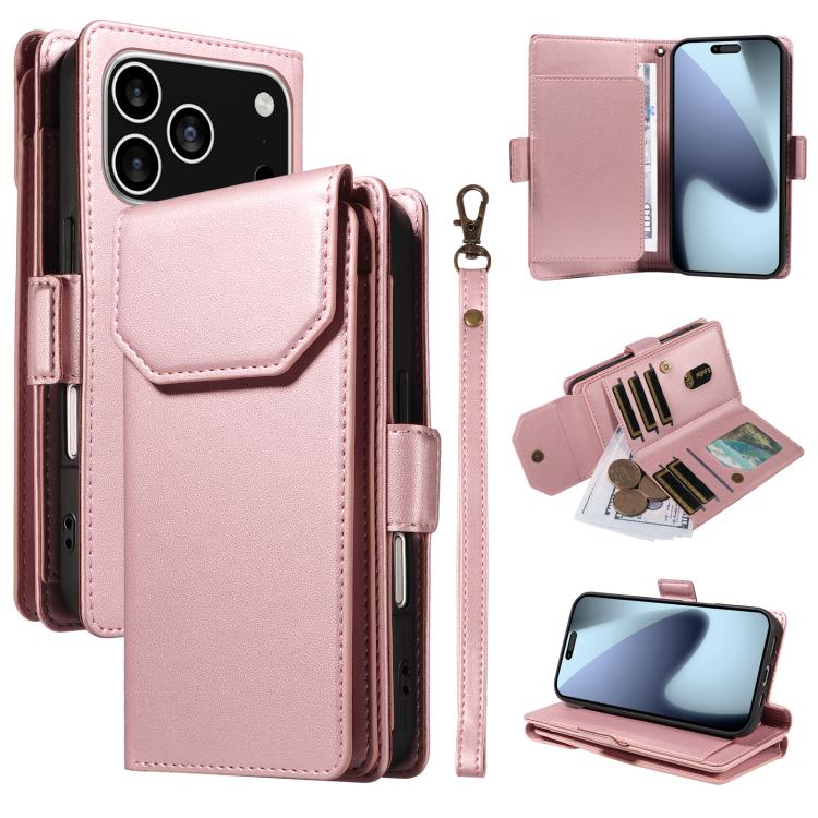 Multi Card Wallet Leather Phone Case with Strap