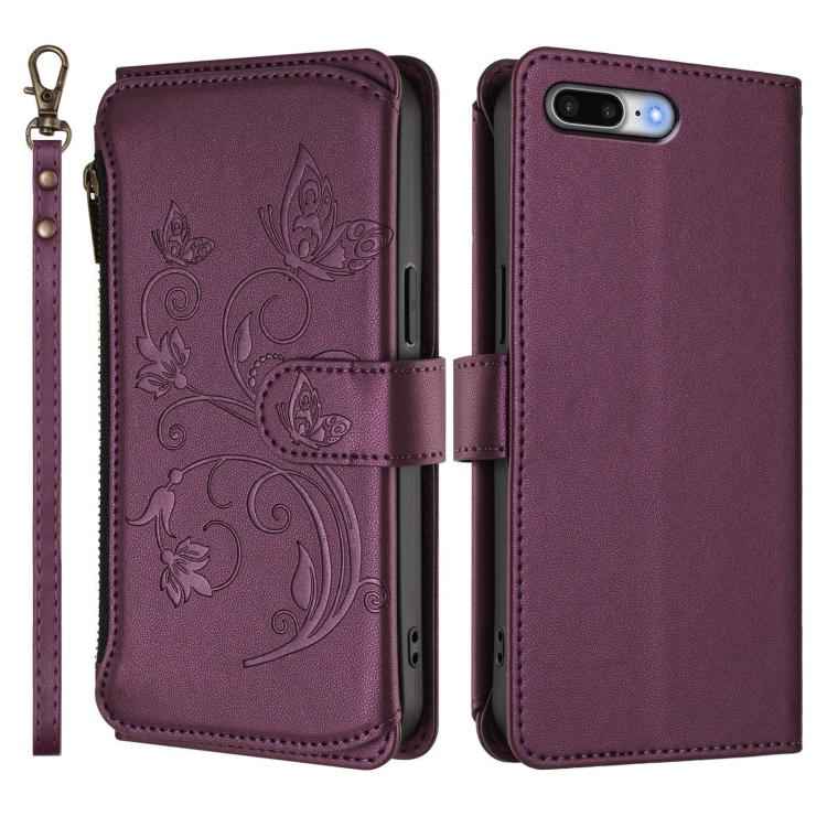 Butterfly Love Flower Multi-card Zipper Wallet Leather Phone Case