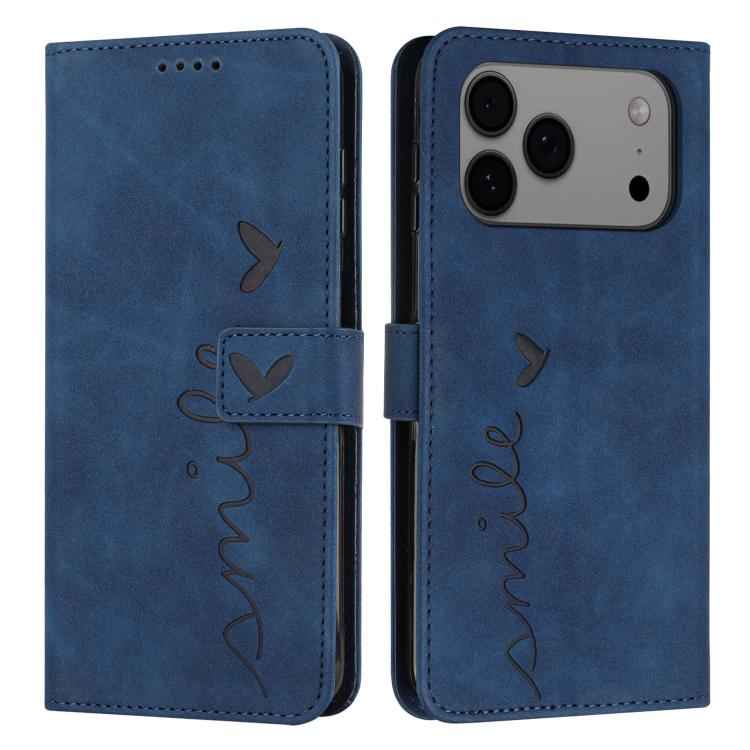 Skin Feel Heart Embossed Leather Phone Case with Long Lanyard