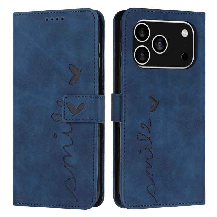 Skin Feel Heart Embossed Leather Phone Case with Long Lanyard