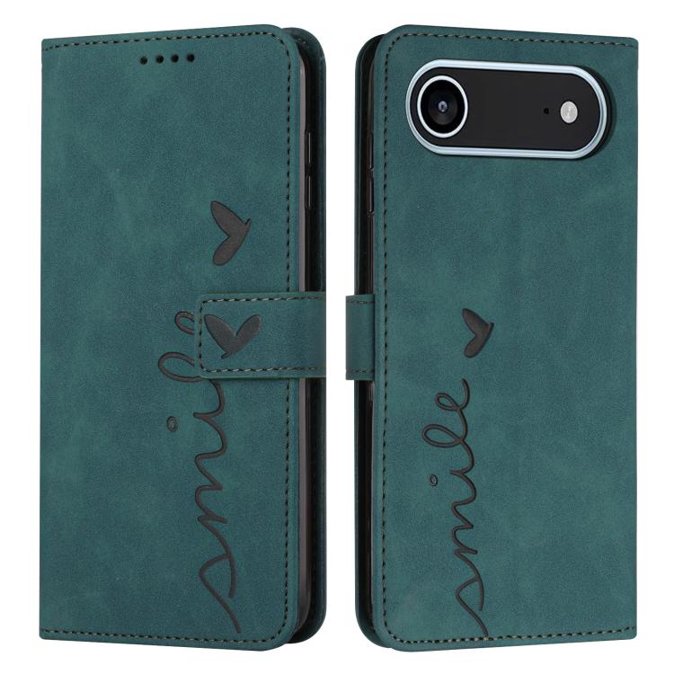 Skin Feel Heart Embossed Leather Phone Case with Long Lanyard