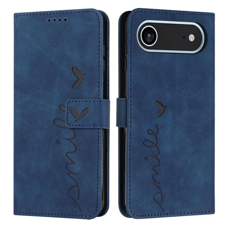 Skin Feel Heart Embossed Leather Phone Case with Long Lanyard