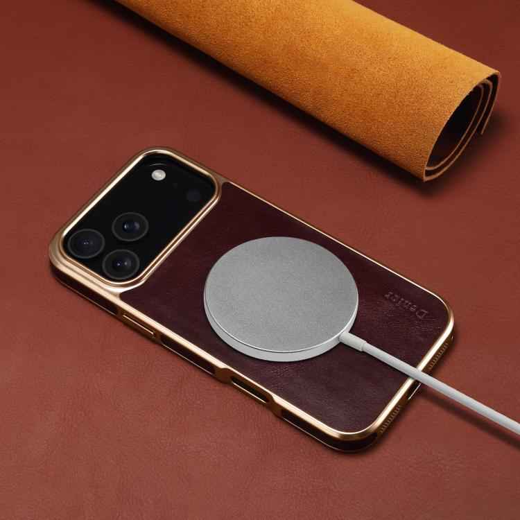 Denior Oil Wax Leather Electroplating Phone Case