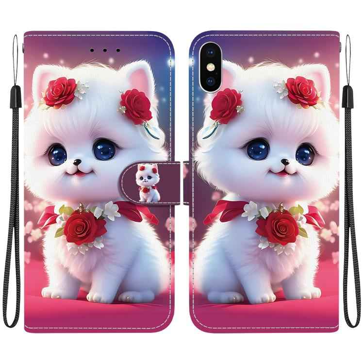 Crystal Texture Colored Drawing Leather Phone Case