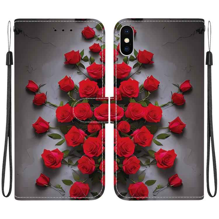 Crystal Texture Colored Drawing Leather Phone Case