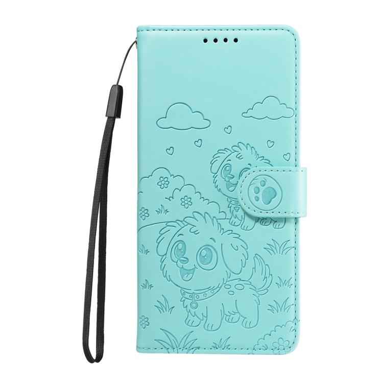 Embossed Heart Dog RFID Blocking Wallet Leather Phone Case