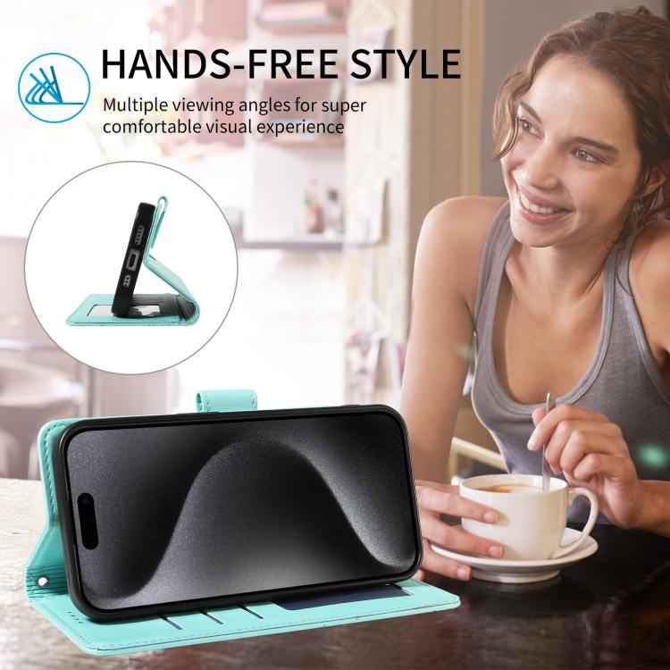 Embossed Heart Dog RFID Blocking Wallet Leather Phone Case