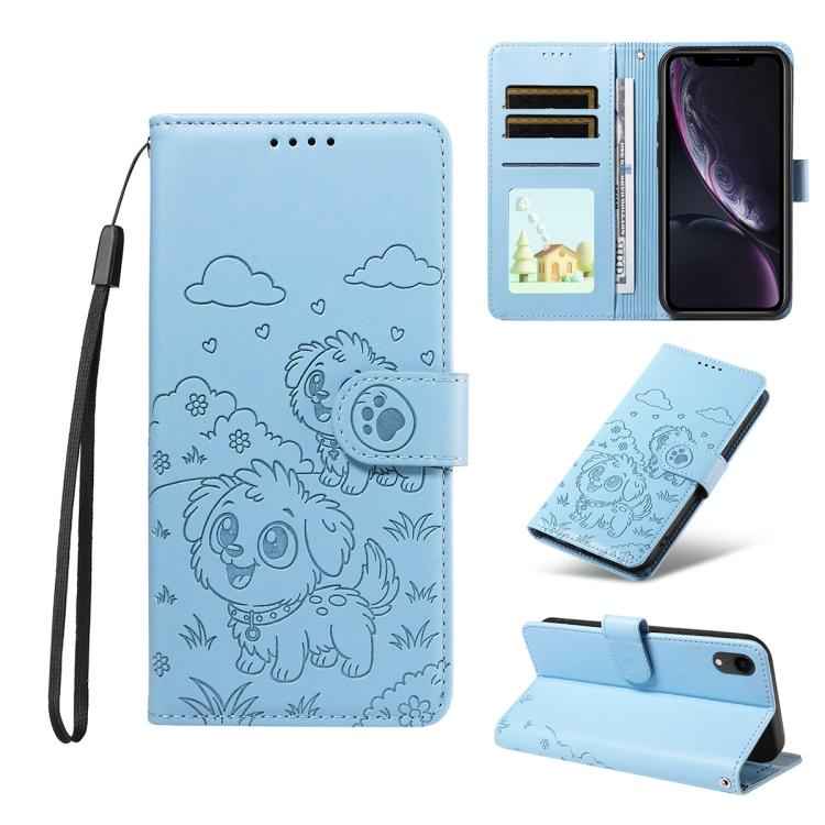 Embossed Heart Dog RFID Blocking Wallet Leather Phone Case