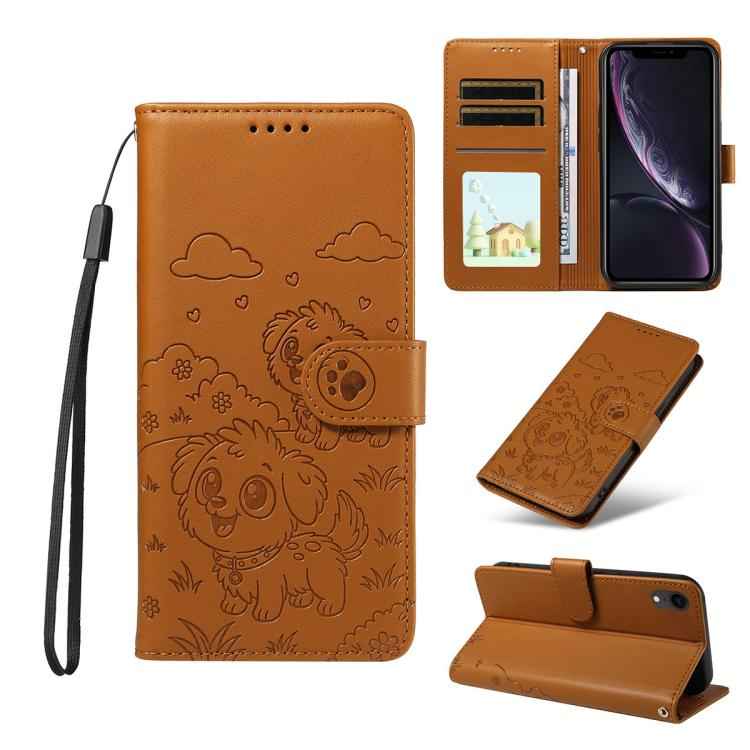 Embossed Heart Dog RFID Blocking Wallet Leather Phone Case