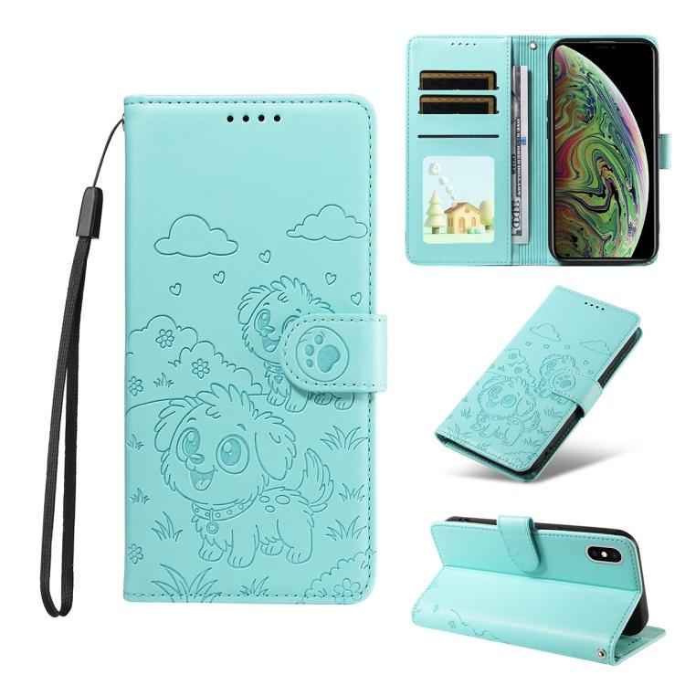 Embossed Heart Dog RFID Blocking Wallet Leather Phone Case