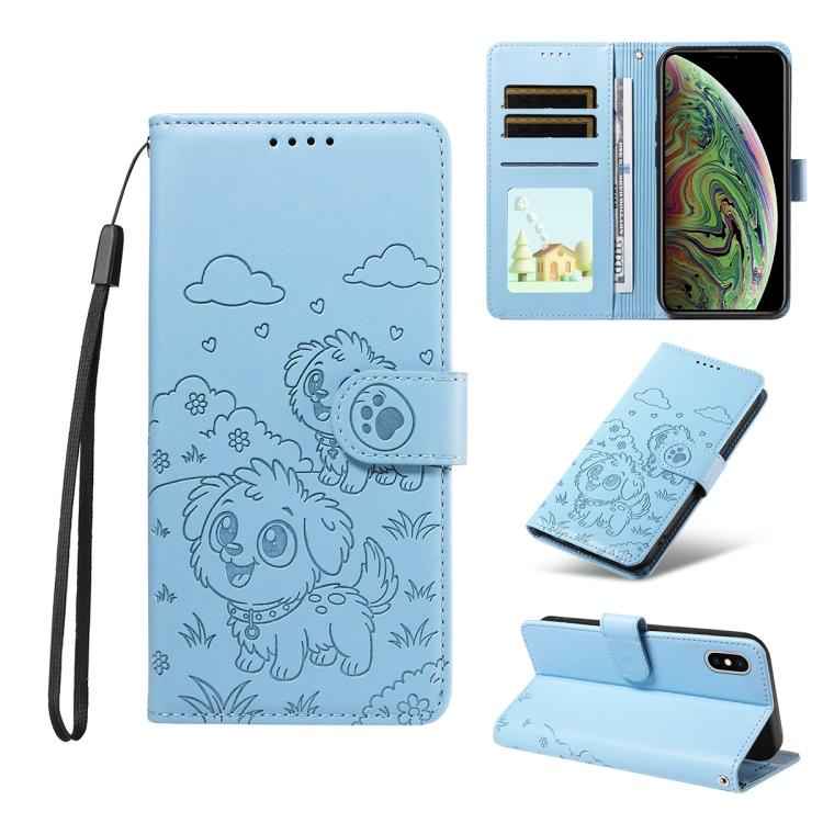 Embossed Heart Dog RFID Blocking Wallet Leather Phone Case