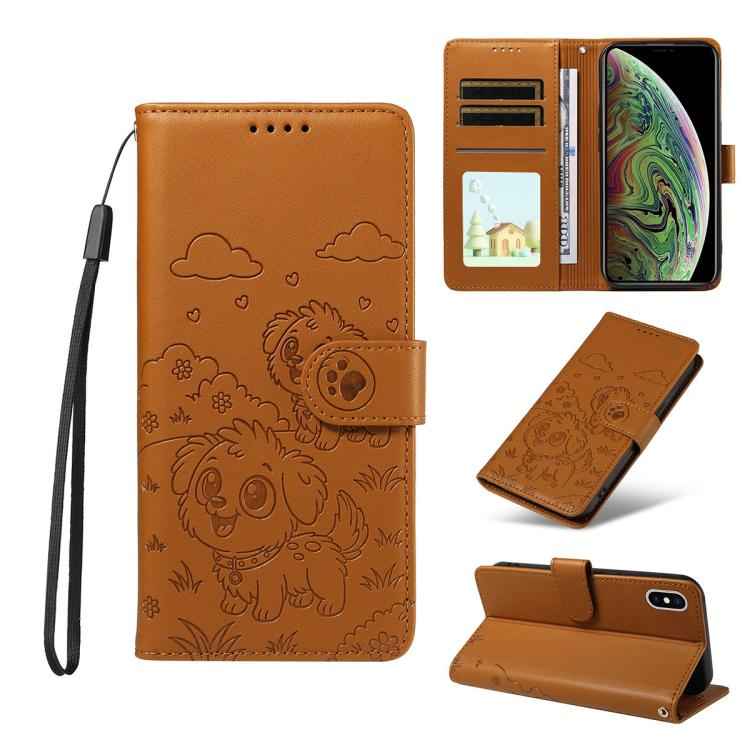 Embossed Heart Dog RFID Blocking Wallet Leather Phone Case
