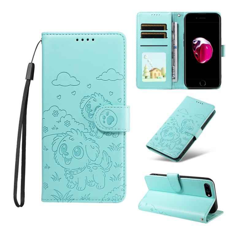 Embossed Heart Dog RFID Blocking Wallet Leather Phone Case
