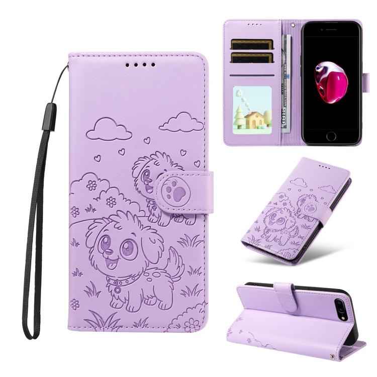 Embossed Heart Dog RFID Blocking Wallet Leather Phone Case