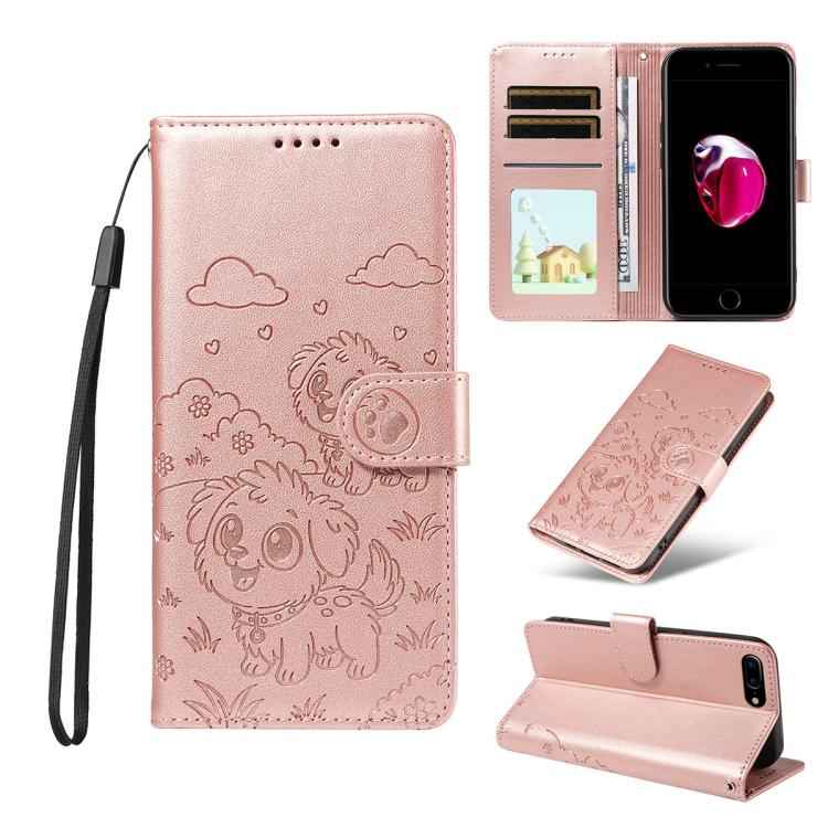 Embossed Heart Dog RFID Blocking Wallet Leather Phone Case