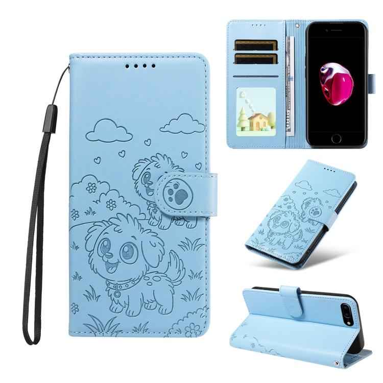 Embossed Heart Dog RFID Blocking Wallet Leather Phone Case