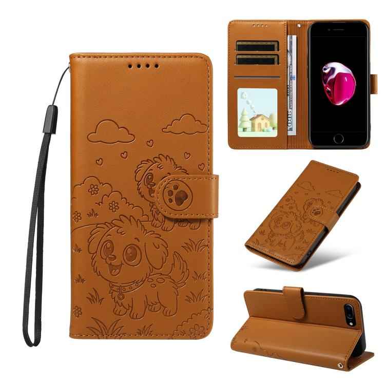 Embossed Heart Dog RFID Blocking Wallet Leather Phone Case