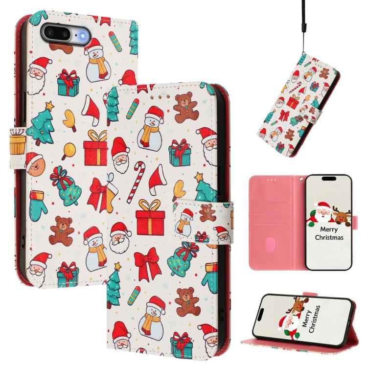 Christmas Series Buckle Leather Phone Case with Hand Strap