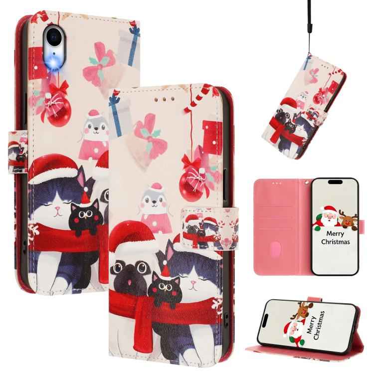 Christmas Series Buckle Leather Phone Case with Hand Strap