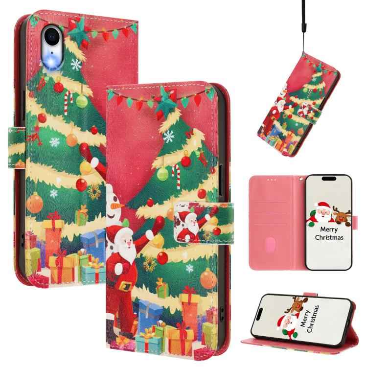 Christmas Series Buckle Leather Phone Case with Hand Strap