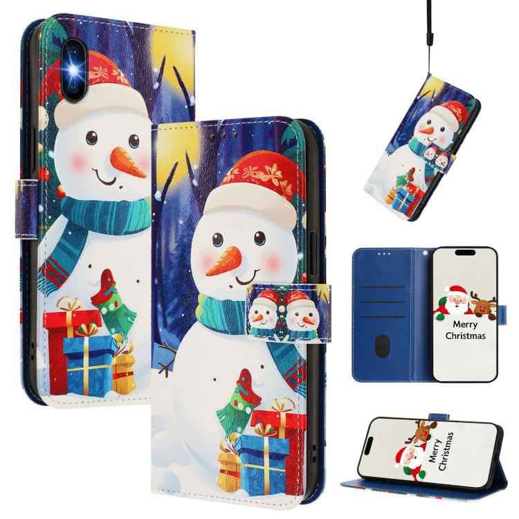 Christmas Series Buckle Leather Phone Case with Hand Strap