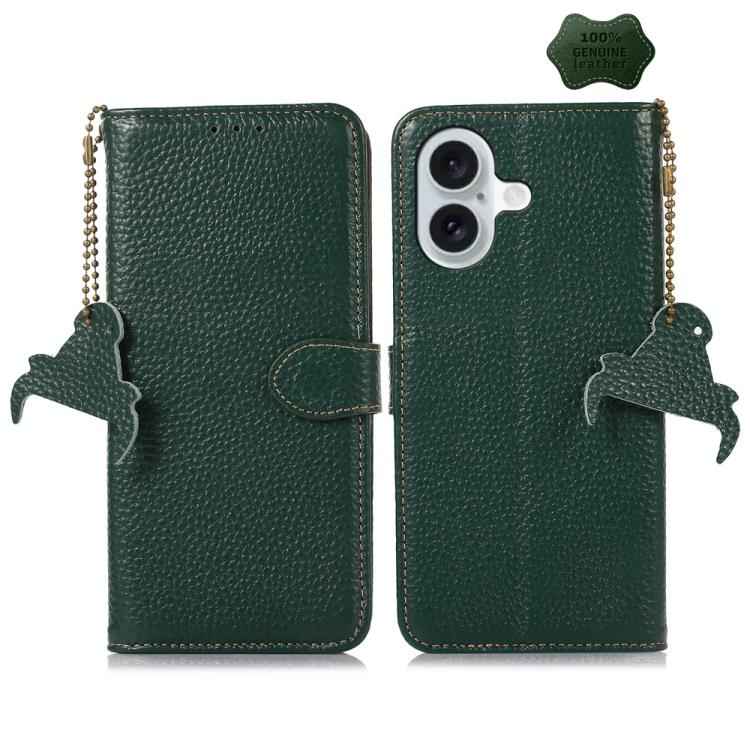Genuine Leather Litchi Texture RFID Leather Phone Case