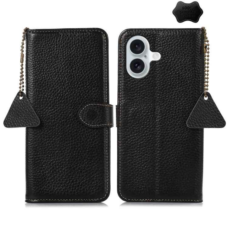 Genuine Leather Litchi Texture RFID Leather Phone Case