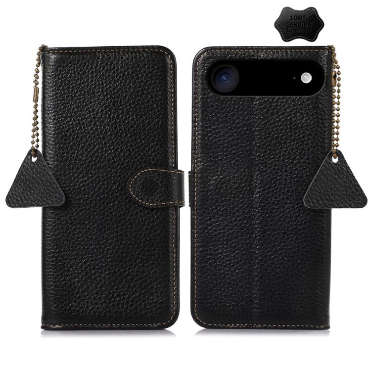 Genuine Leather Litchi Texture RFID Leather Phone Case