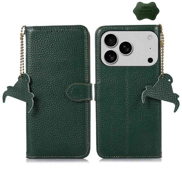 Genuine Leather Litchi Texture RFID Leather Phone Case