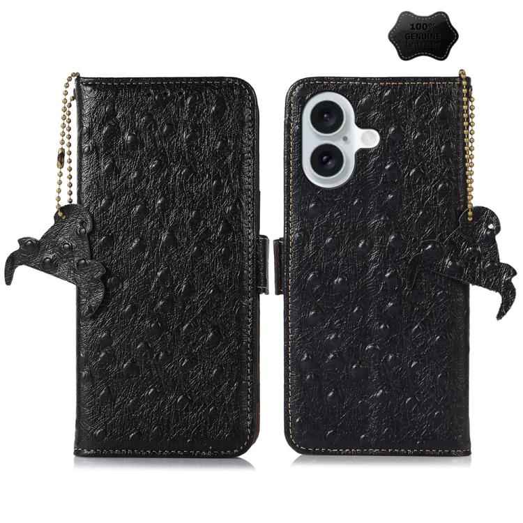 Ostrich Pattern Genuine Leather RFID Phone Case