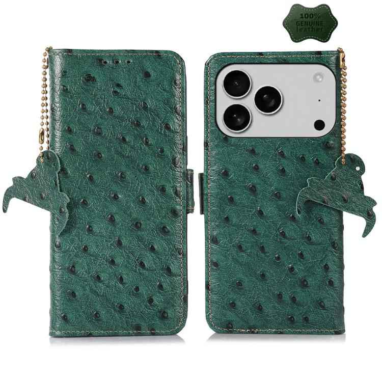 Ostrich Pattern Genuine Leather RFID Phone Case