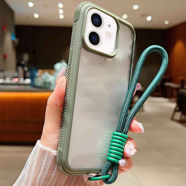 Solid Color Edge Transparency Acrylic TPU Phone Case with Wrist Strap