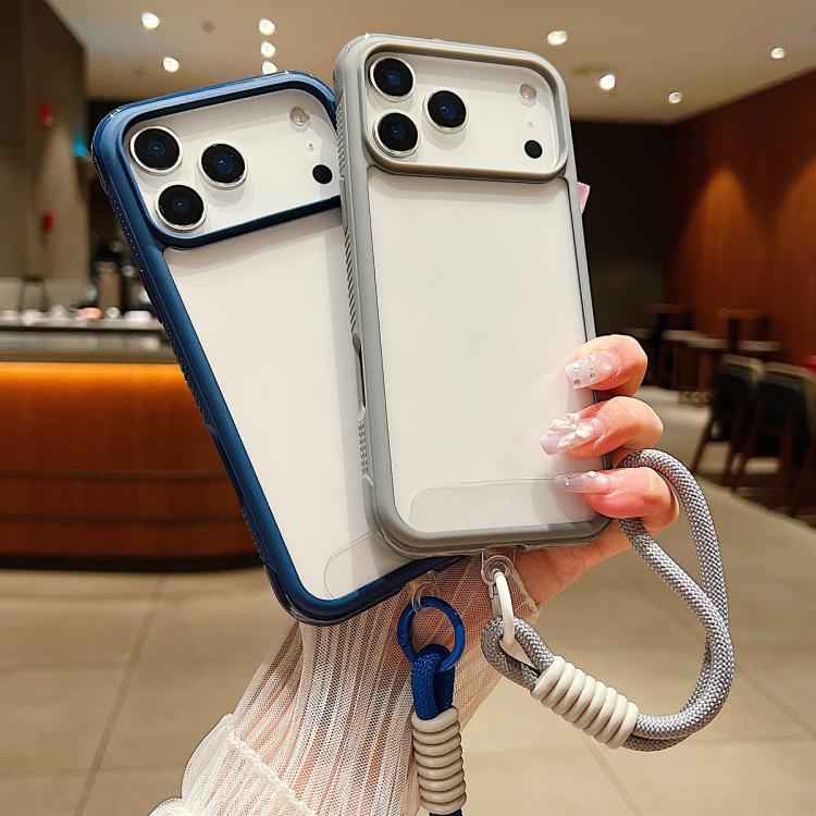 Solid Color Edge Transparency Acrylic TPU Phone Case with Wrist Strap