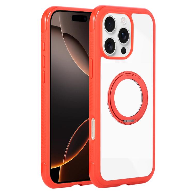 Solid Color Edge Transparency Rotation Holder MagSafe Phone Case