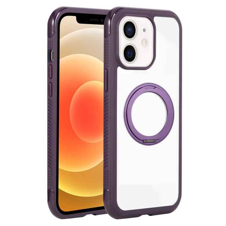 Solid Color Edge Transparency Rotation Holder MagSafe Phone Case