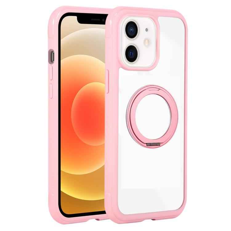 Solid Color Edge Transparency Rotation Holder MagSafe Phone Case