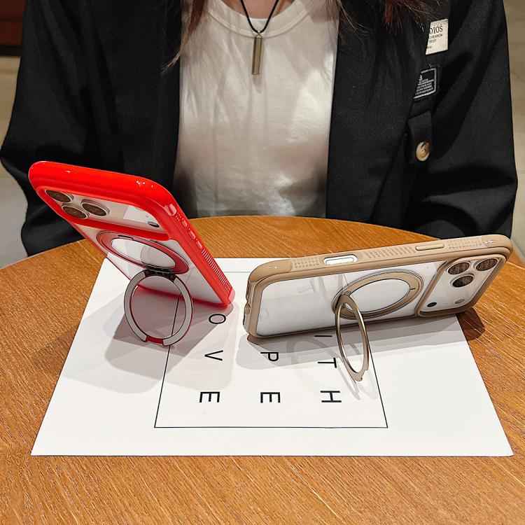 Solid Color Edge Transparency Rotation Holder MagSafe Phone Case